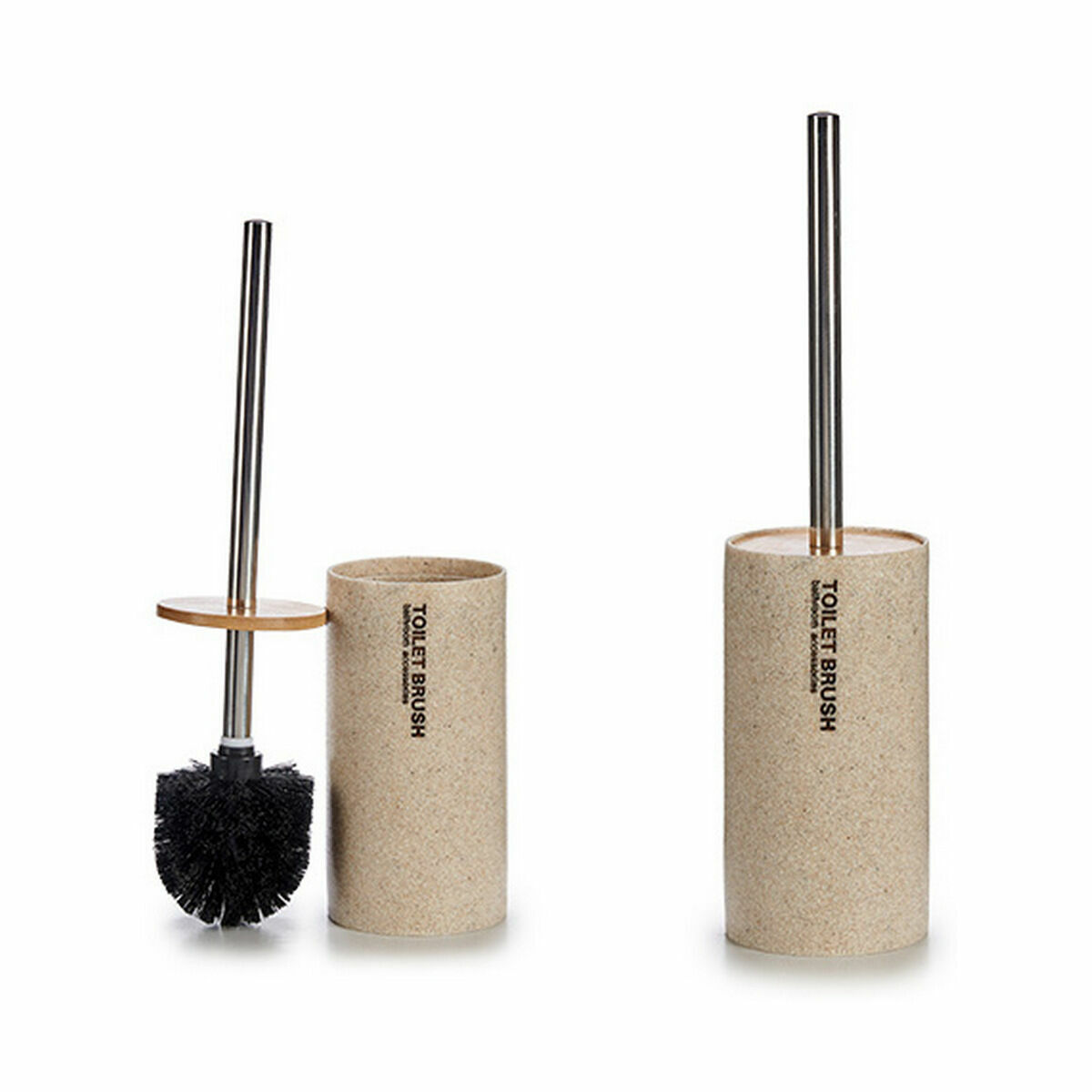 Toalettborste Beige Silvrig Metall Harts Bambu 9,6 x 37,5 x 9,6 cm (6 antal) - 2