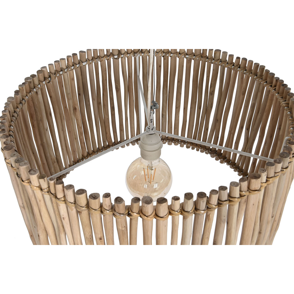 Taklampa Home ESPRIT Naturell Eukalyptus trä 50 W 50 x 50 x 28 cm - 3