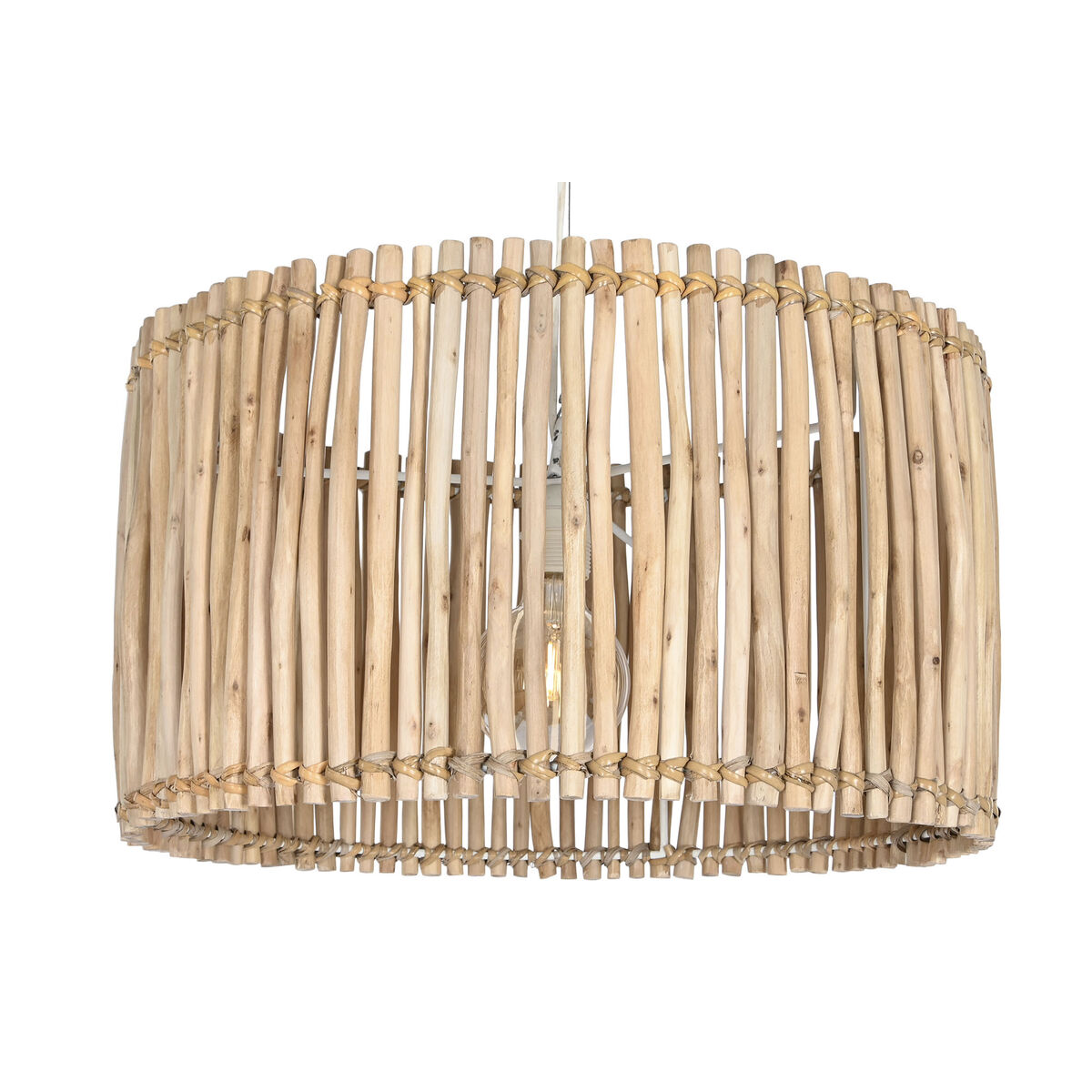 Taklampa Home ESPRIT Naturell Eukalyptus trä 50 W 50 x 50 x 28 cm - 5
