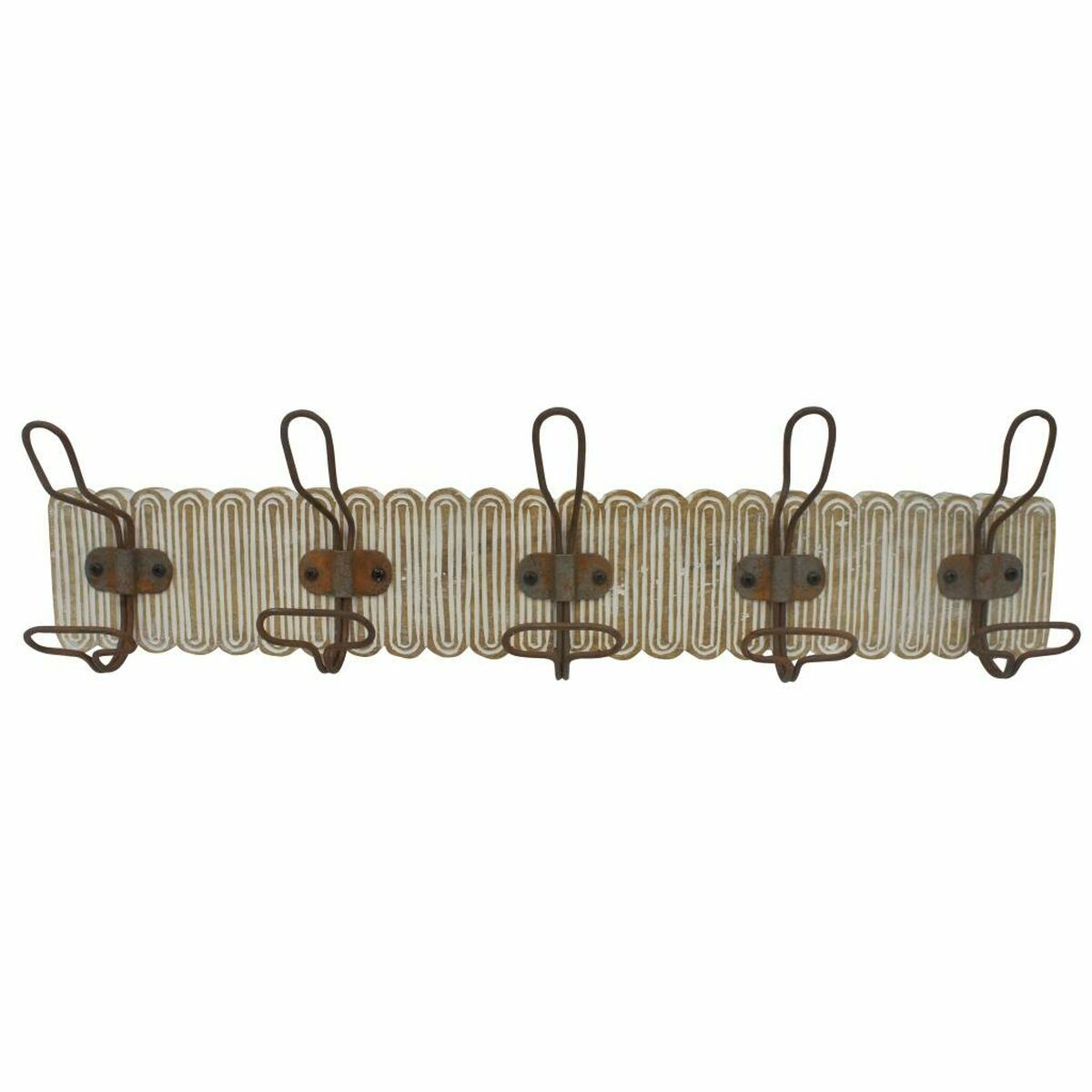 Väggmonterad rockhängare DKD Home Decor Kolonial Järn Mangoträ 61 x 10 x 21 cm Avskalad - 2