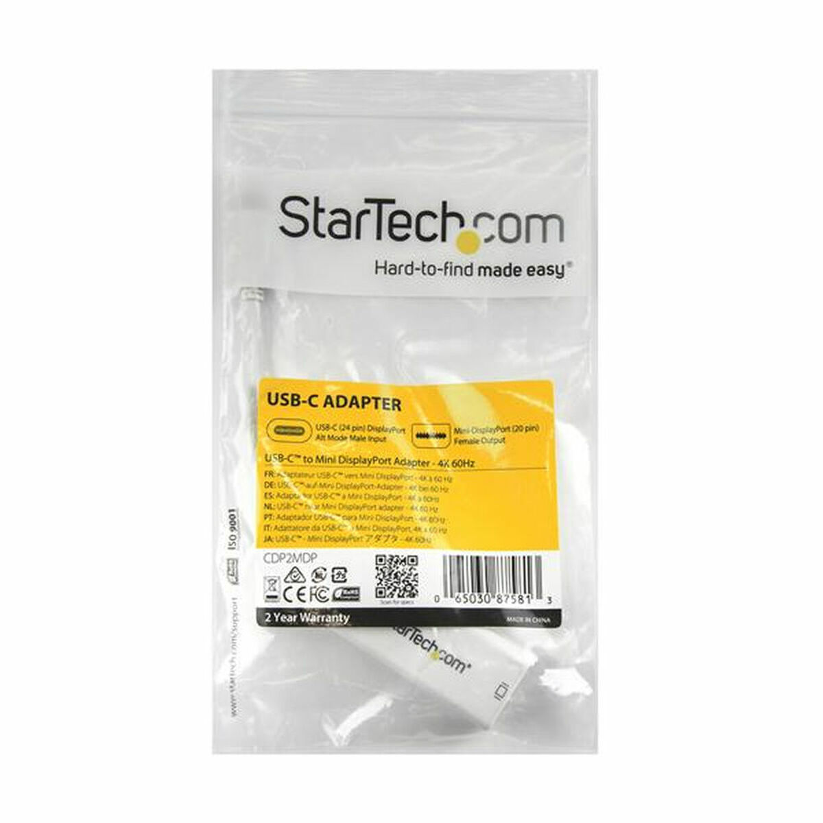 USB C till Mini DisplayPort Adapter Startech CDP2MDP              Vit 4K Ultra HD - 10