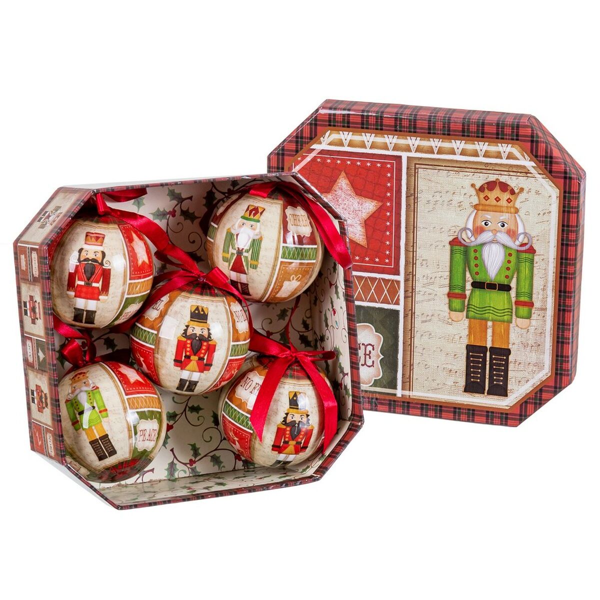 Julgranskulor Multicolour Papper Polyfoam Nötknäppare 7,5 x 7,5 x 7,5 cm (5 antal)