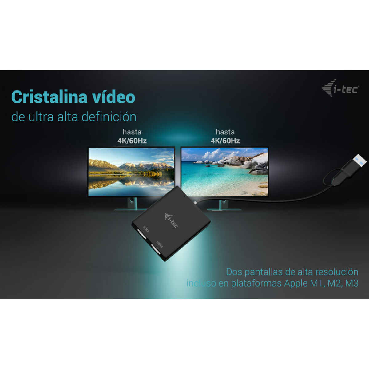 USB-kabel i-Tec CADUAL4KHDMI Svart