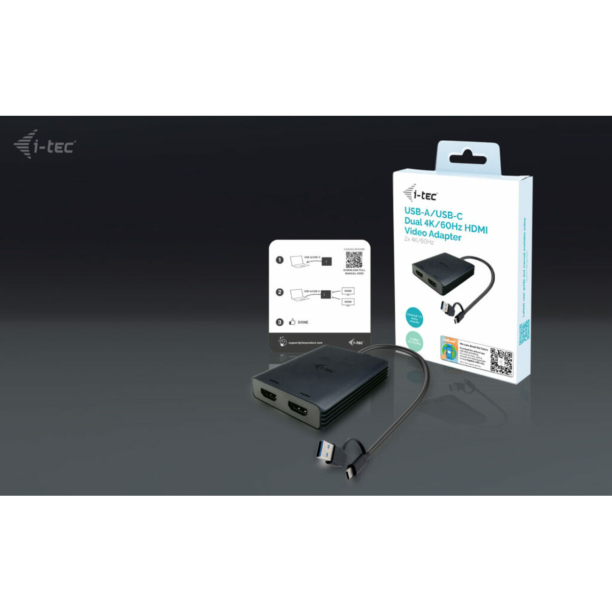 USB-kabel i-Tec CADUAL4KHDMI Svart - 5