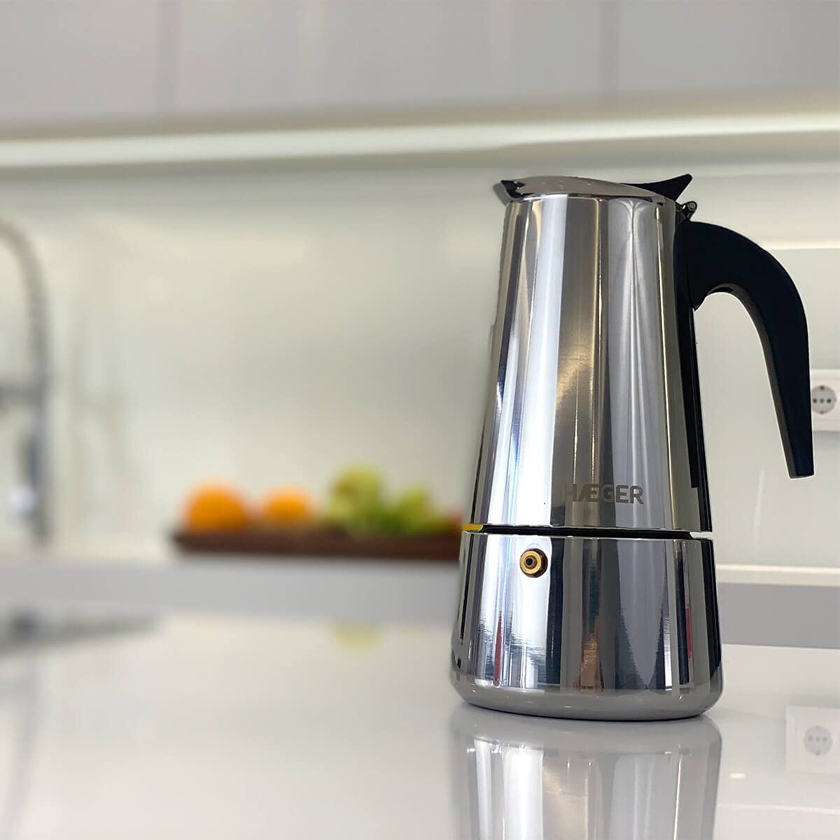 Italiensk Kaffepanna Haeger CP-06S.001A Rostfritt stål 18/10 Svart 6 Koppar (Renoverade B) - 2
