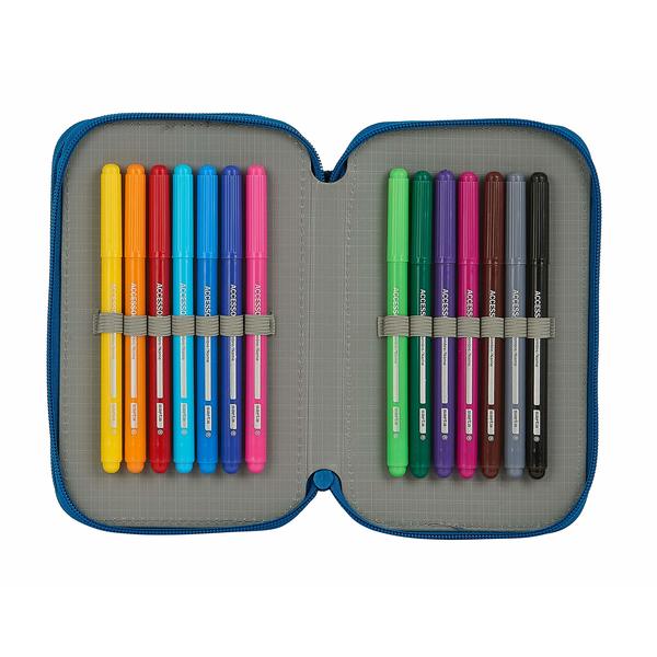 Dubbelt pennfodral BlackFit8 M854 Mörkblå 12.5 x 19.5 x 4 cm (28 Delar) - 2