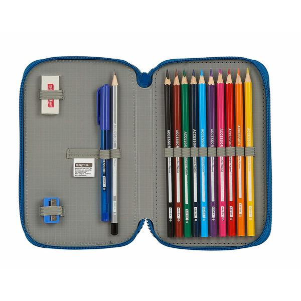 Dubbelt pennfodral BlackFit8 M854 Mörkblå 12.5 x 19.5 x 4 cm (28 Delar) - 3