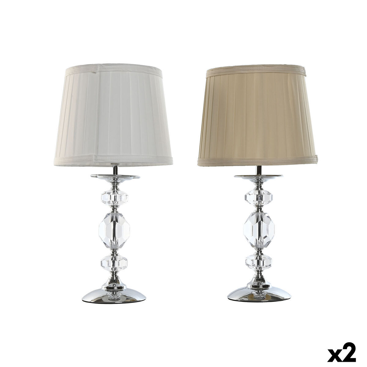 Bordslampa Home ESPRIT Vit Beige Metall 25 W 220 V 22 x 22 x 45 cm (2 antal) - 6