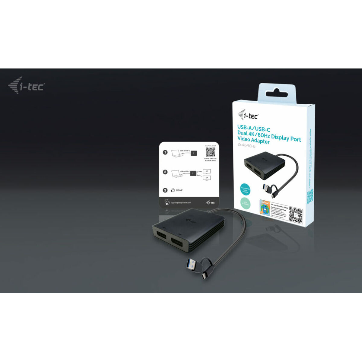 USB-kabel i-Tec CADUAL4KDP Svart - 3