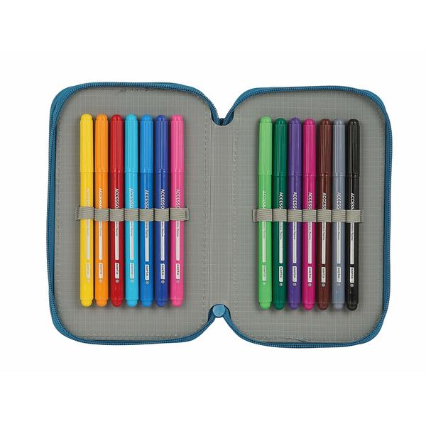 Dubbelt pennfodral BlackFit8 M854 Blå 12.5 x 19.5 x 4 cm (28 Delar) - 2