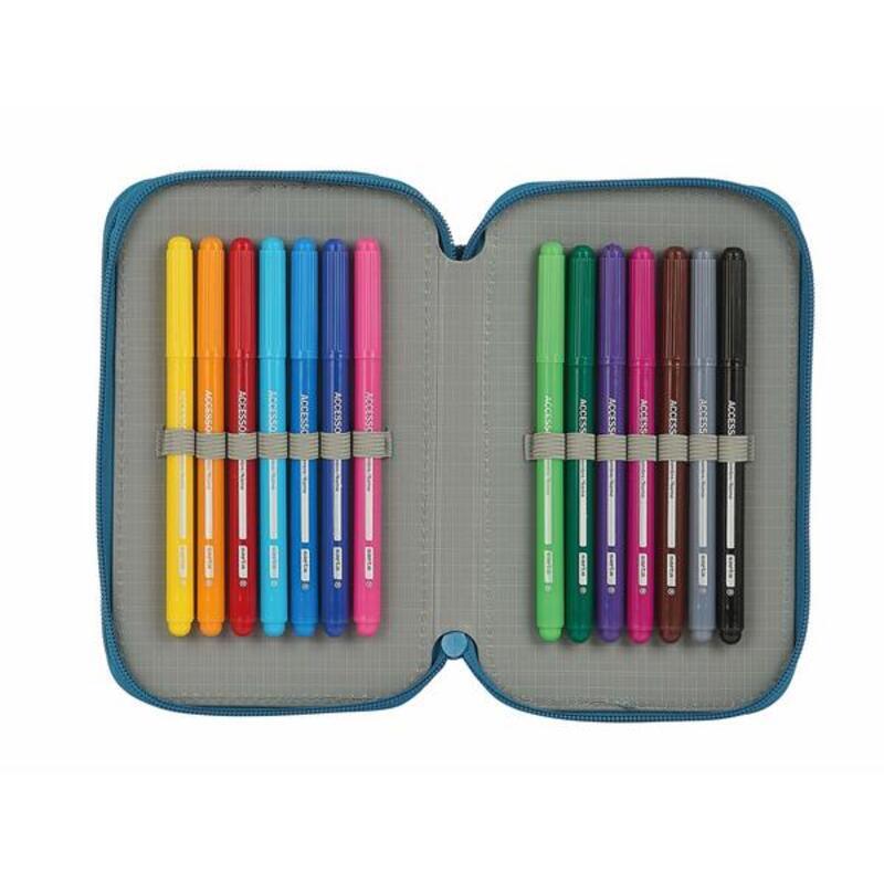 Dubbelt pennfodral BlackFit8 M854 Blå 12.5 x 19.5 x 4 cm (28 Delar) - 6