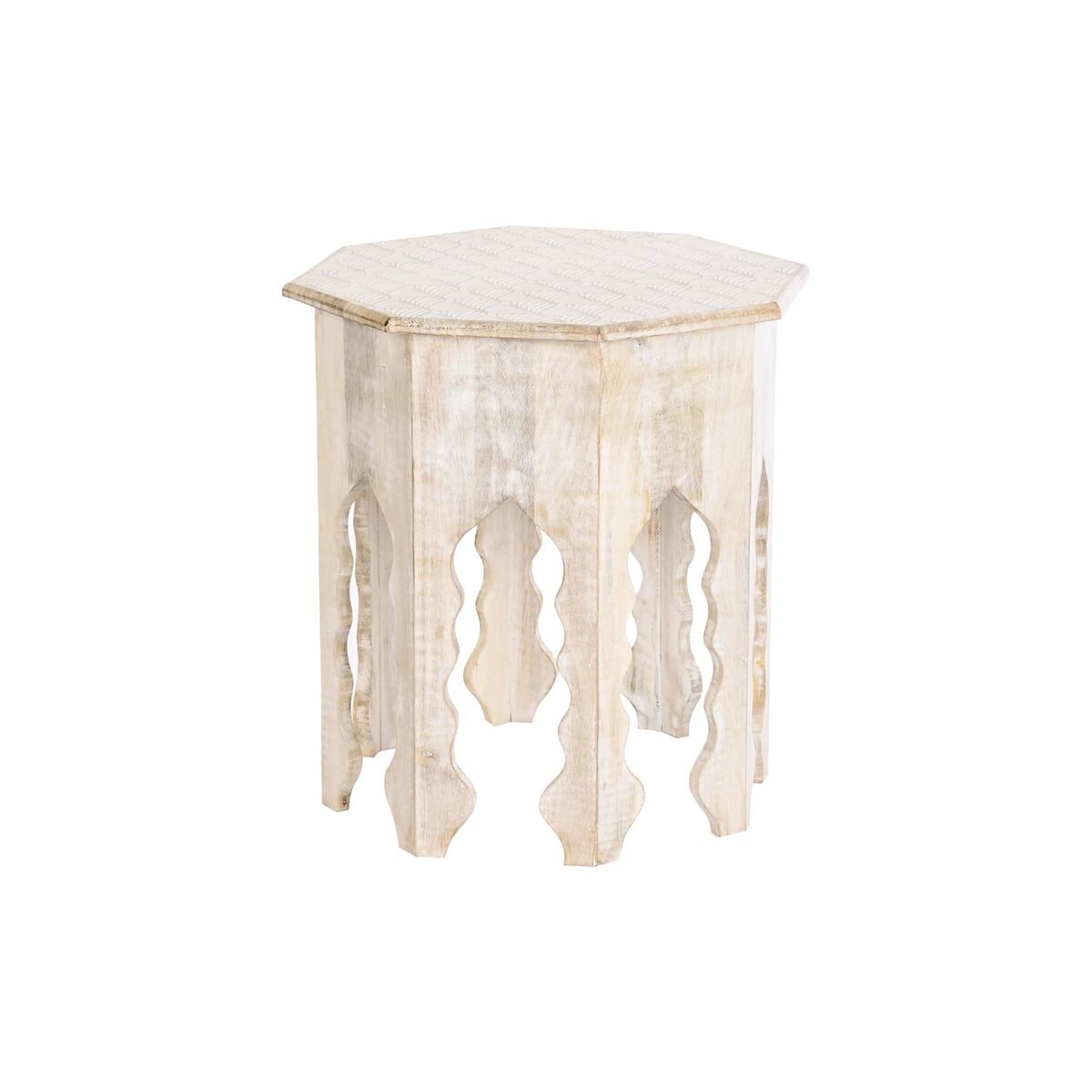 Sidobord DKD Home Decor 49 x 49 x 53,5 cm Brun Vit Mangoträ - 4