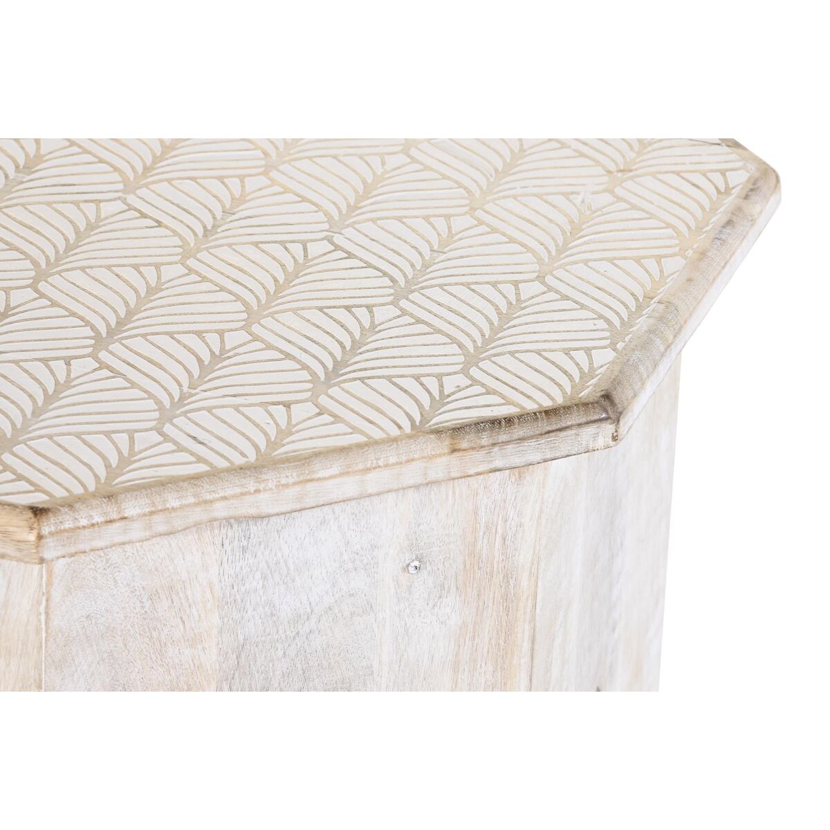 Sidobord DKD Home Decor 49 x 49 x 53,5 cm Brun Vit Mangoträ - 2