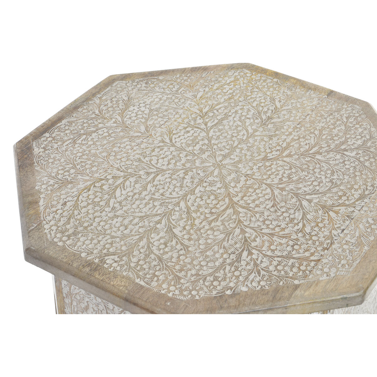 Sidobord DKD Home Decor 49 x 49 x 53,5 cm Brun Vit Mangoträ - 5