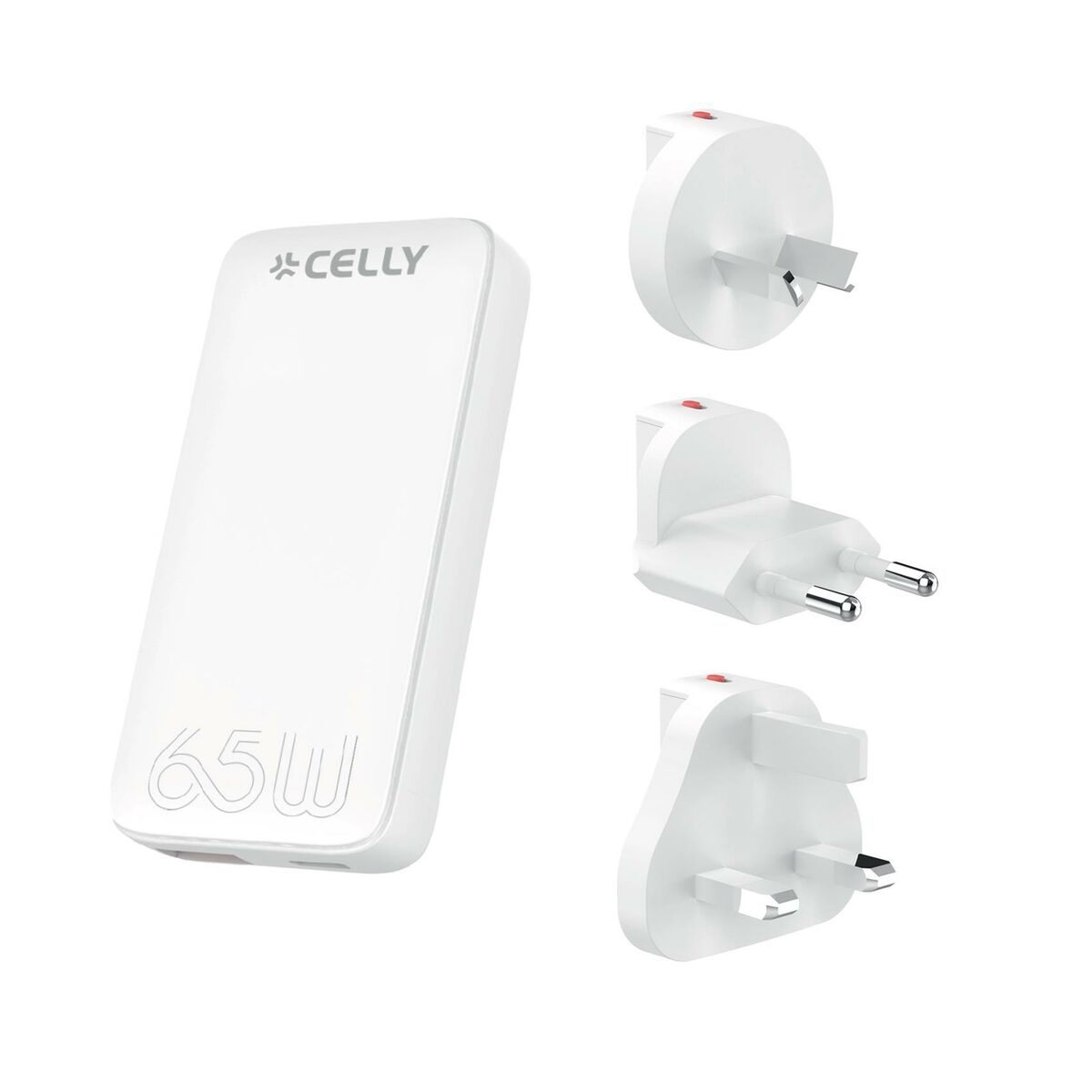 Väggladdare Celly TCTRAVELUNI65W Vit 65 W
