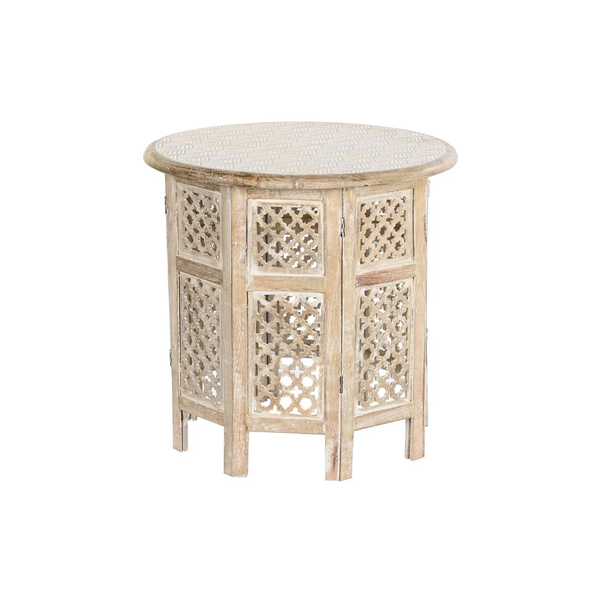 Sidobord DKD Home Decor Vit Brun Mangoträ 53 x 53 x 53 cm - 4