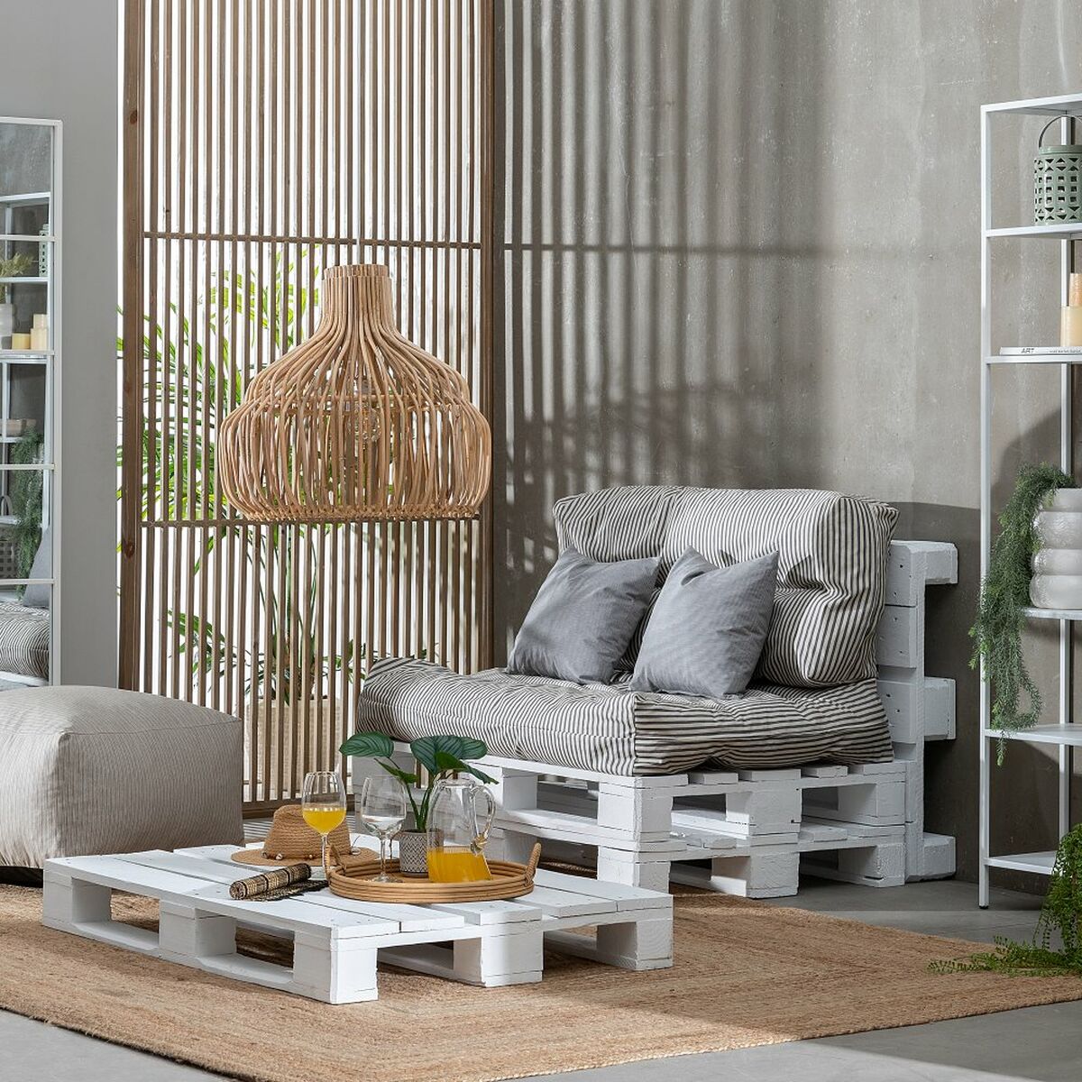 Kudde 4 Delar Grå 120 x 80 cm - 12