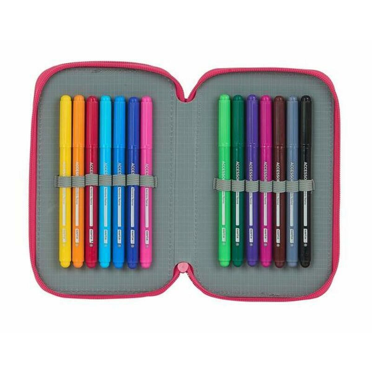 Dubbelt pennfodral BlackFit8 M854 Rosa 12.5 x 19.5 x 4 cm (28 Delar) - 10