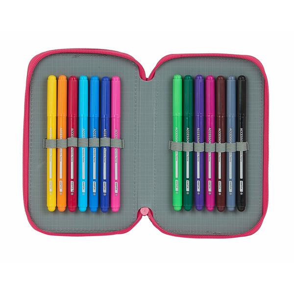 Dubbelt pennfodral BlackFit8 M854 Rosa 12.5 x 19.5 x 4 cm (28 Delar) - 2