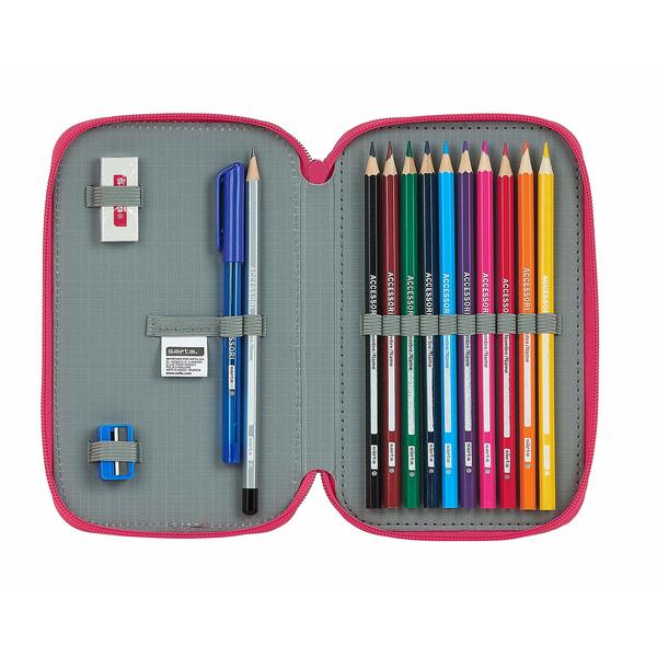 Dubbelt pennfodral BlackFit8 M854 Rosa 12.5 x 19.5 x 4 cm (28 Delar) - 3