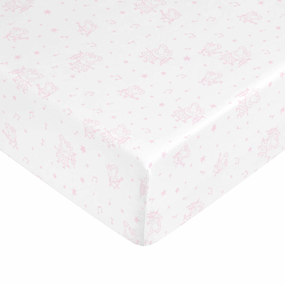 Inpassat underlakan Peppa Pig Vit Rosa Säng 90