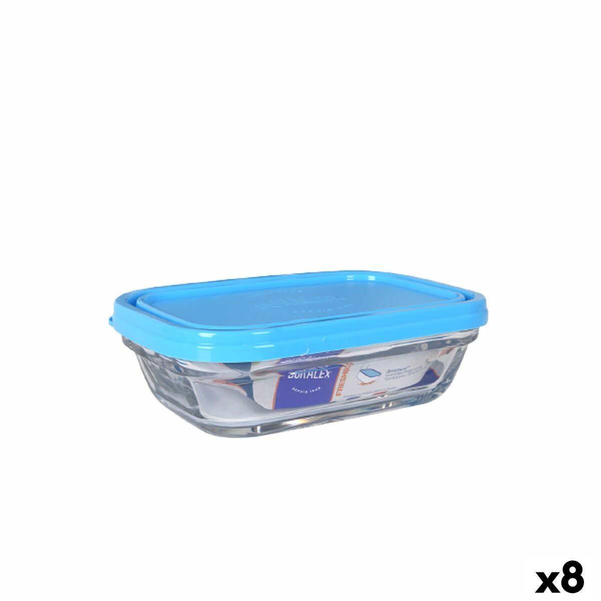Rektangulär matlåda med lock Duralex Freshbox 400 ml Blå (8 antal)