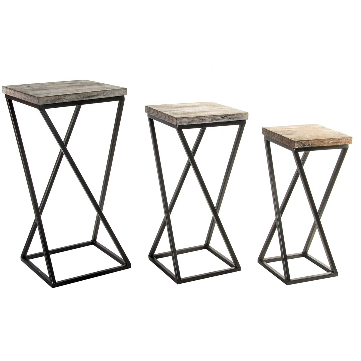 3-bordsset Home ESPRIT Trä Metall 33 x 33 x 68 cm