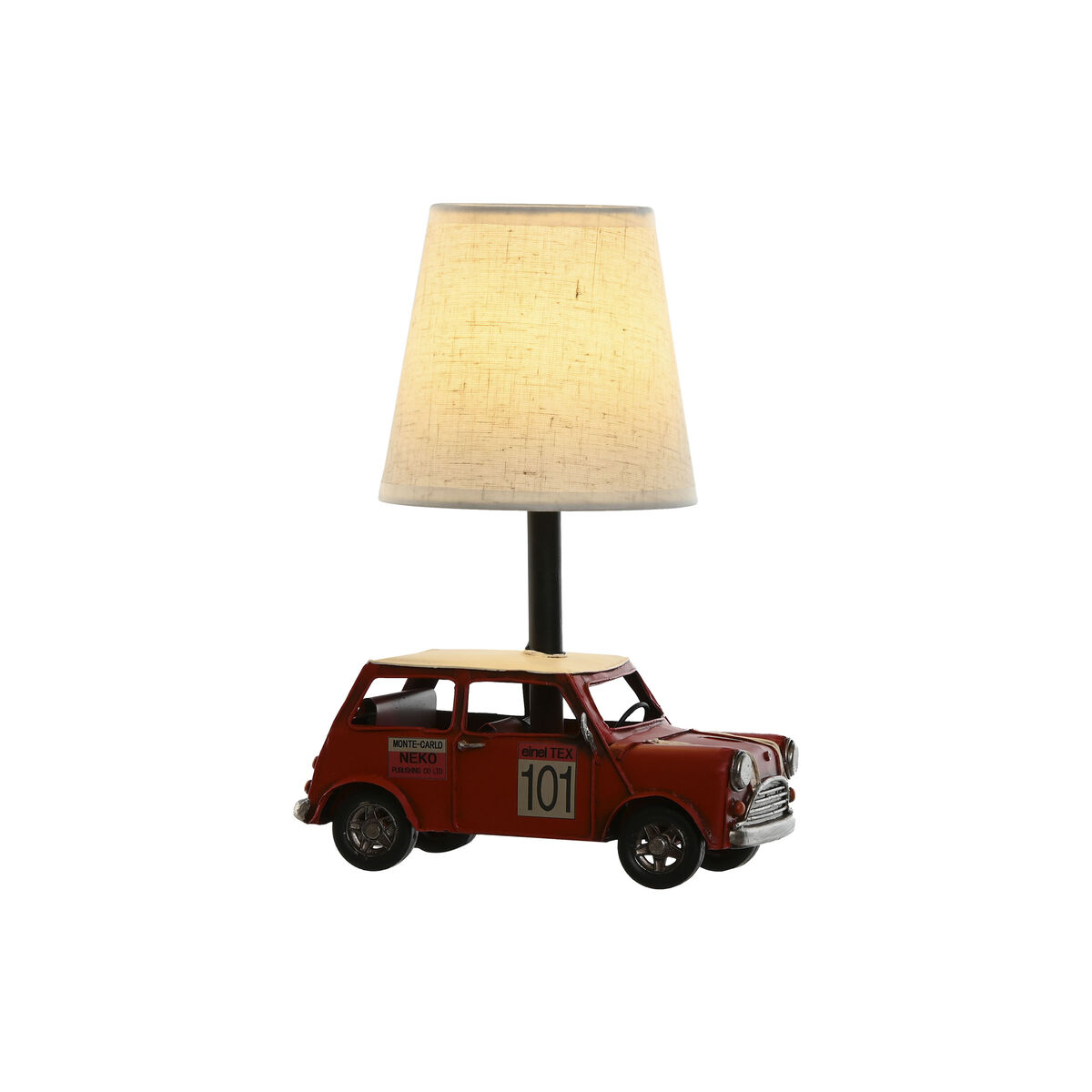 Bordslampa Home ESPRIT Vit Röd linne Metall 20 x 14 x 27 cm - 5