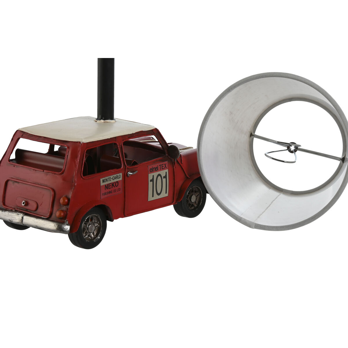 Bordslampa Home ESPRIT Vit Röd linne Metall 20 x 14 x 27 cm - 3
