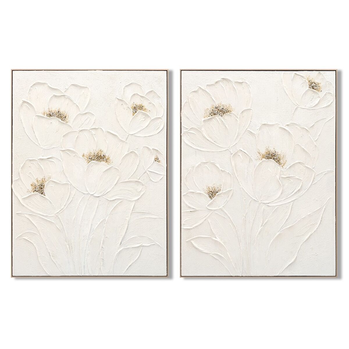 Kanvas Home ESPRIT Vit Virágok Shabby Chic 92 x 4,5 x 122 cm (2 antal)