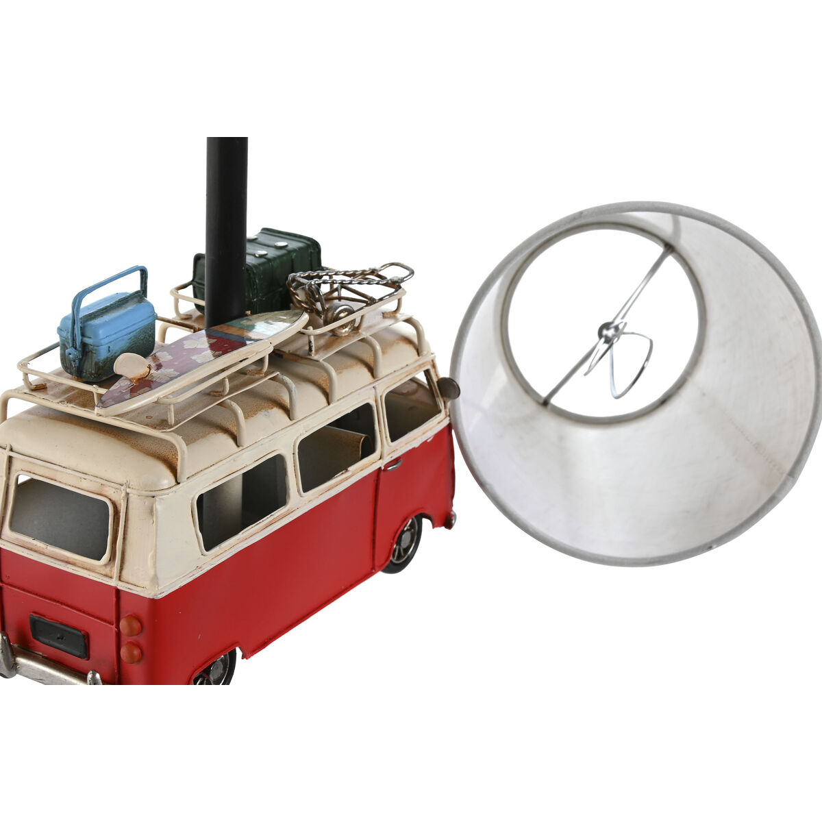 Bordslampa Home ESPRIT Vit Röd linne Metall 20 x 14 x 30 cm - 3