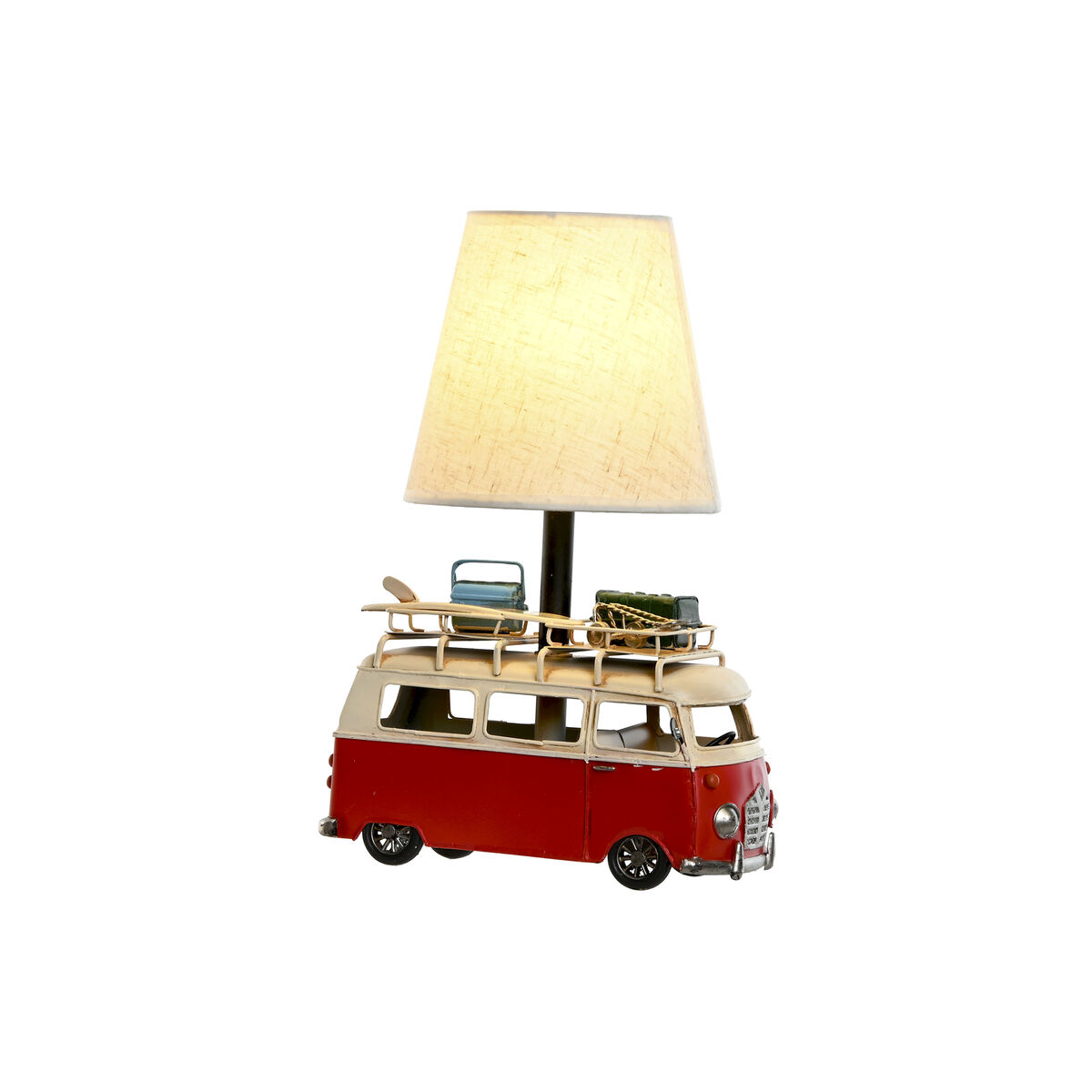 Bordslampa Home ESPRIT Vit Röd linne Metall 20 x 14 x 30 cm - 5