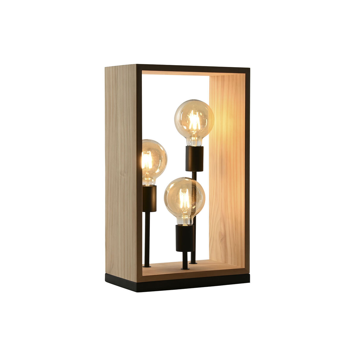 Bordslampa Home ESPRIT Brun Svart Naturell Trä Järn Furu 50 W 220 V 30 x 16 x 50 cm - 5