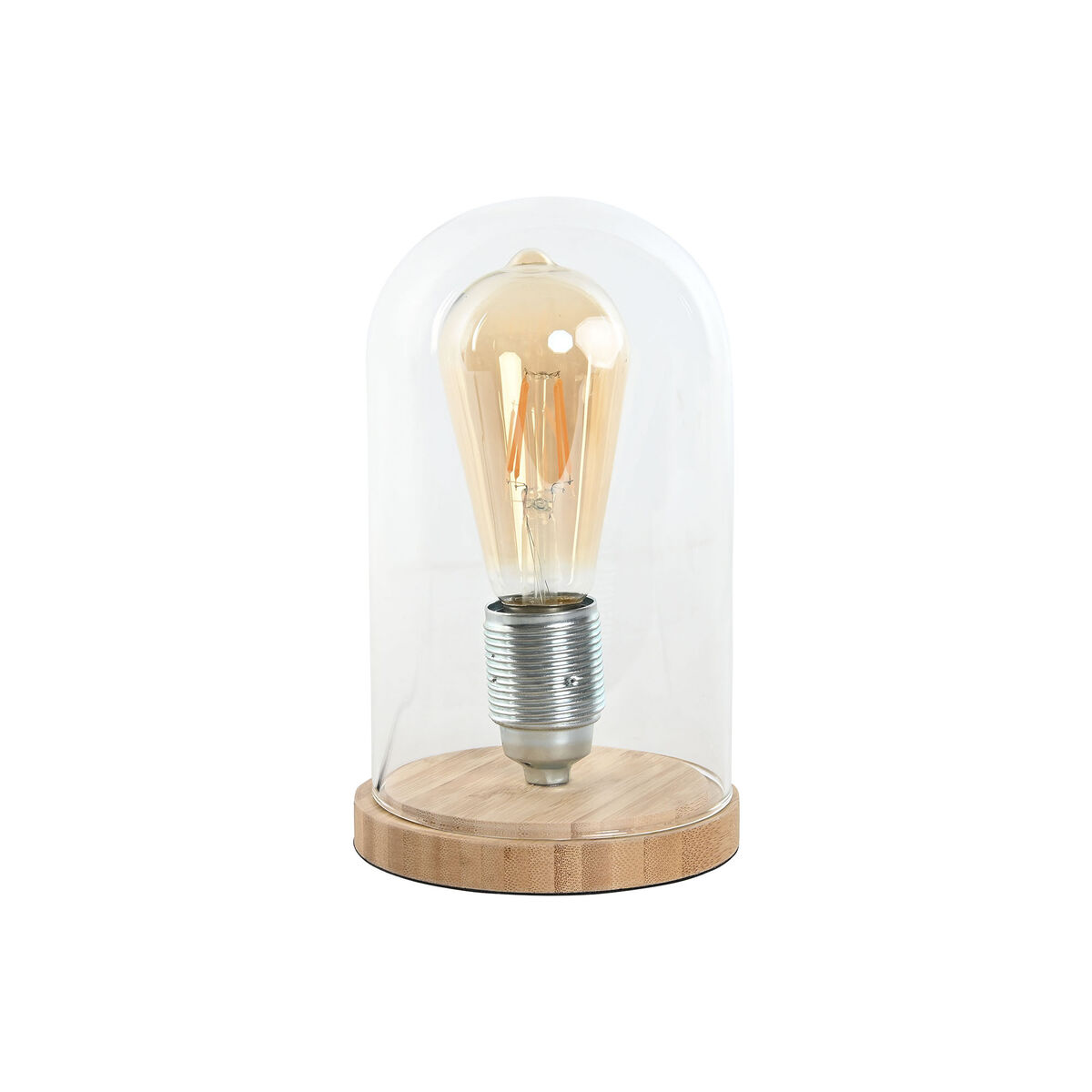 Bordslampa Home ESPRIT Naturell Bambu Glas 50 W 220 V 13 x 13 x 22 cm