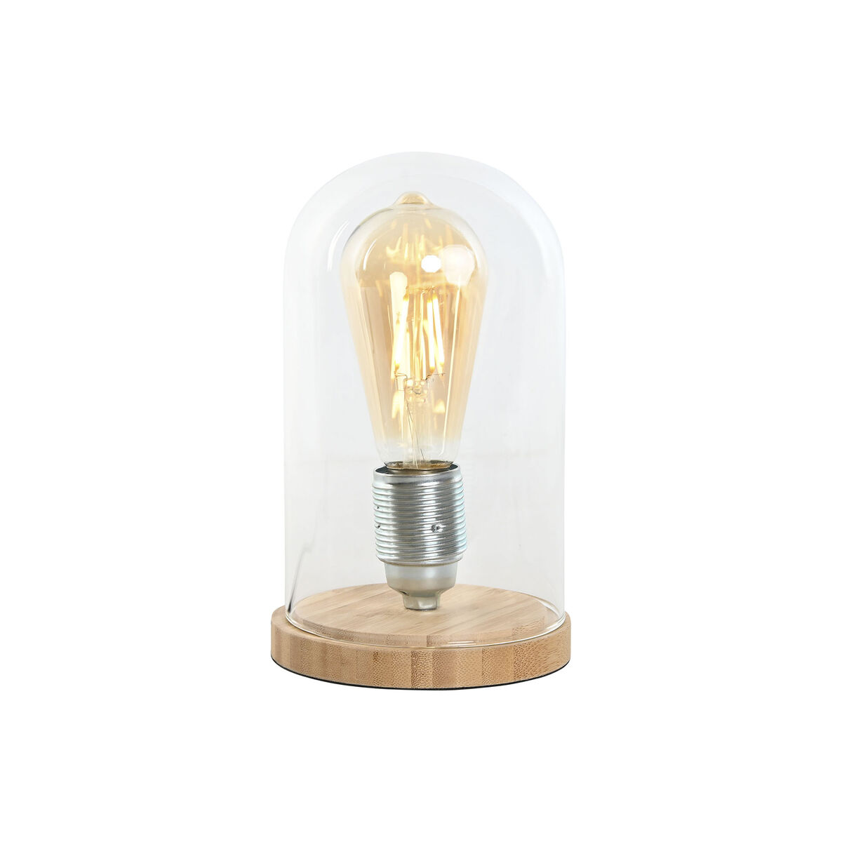 Bordslampa Home ESPRIT Naturell Bambu Glas 50 W 220 V 13 x 13 x 22 cm - 4