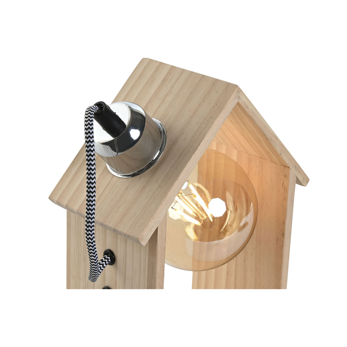 Bordslampa Home ESPRIT Brun Silvrig Naturell Trä Furu 50 W 220 V 18 x 10 x 25 cm - 2