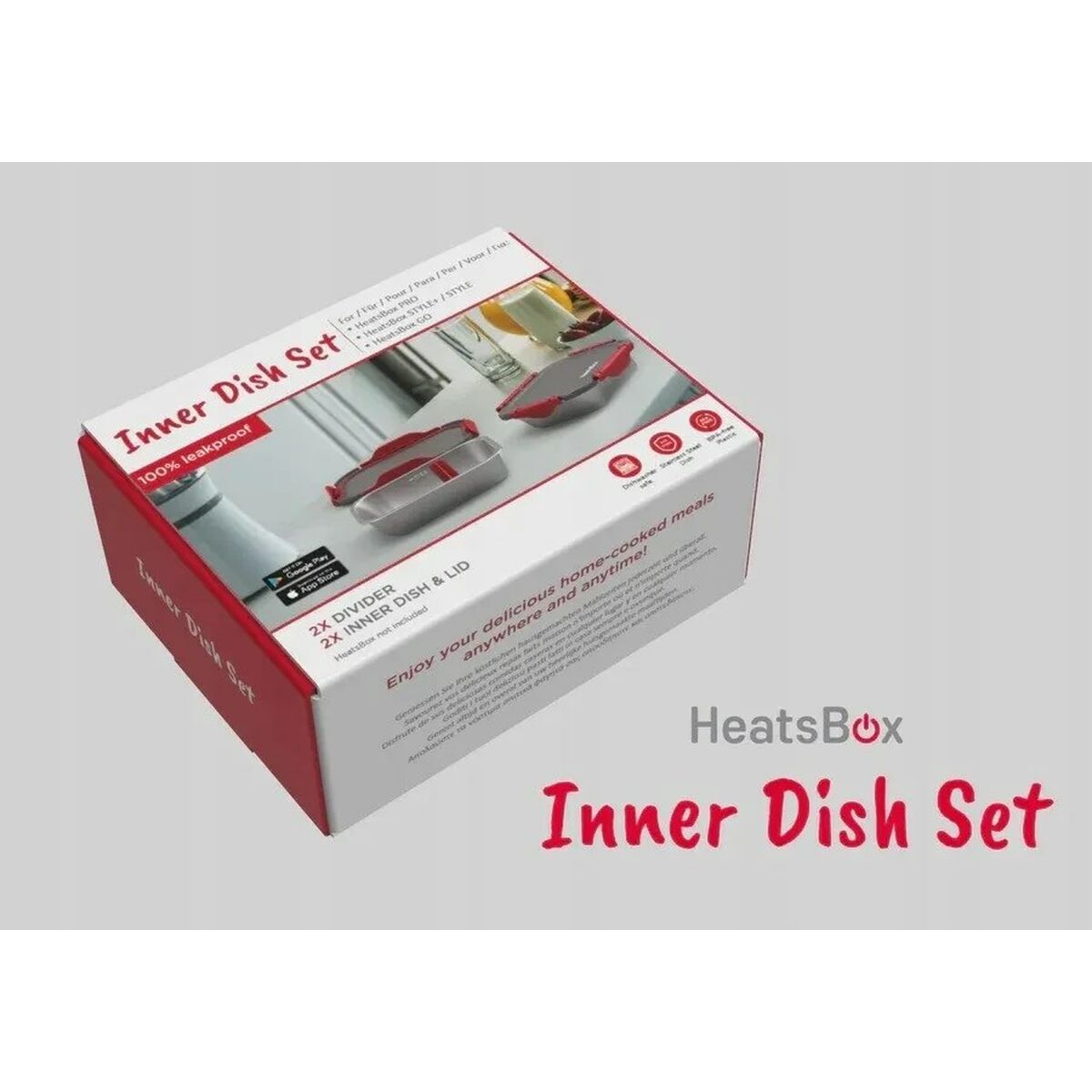Behållare HeatsBox INNER DISH SET Röd Grafit Silvrig Rektangulär 0,925 l (2 antal) - 4