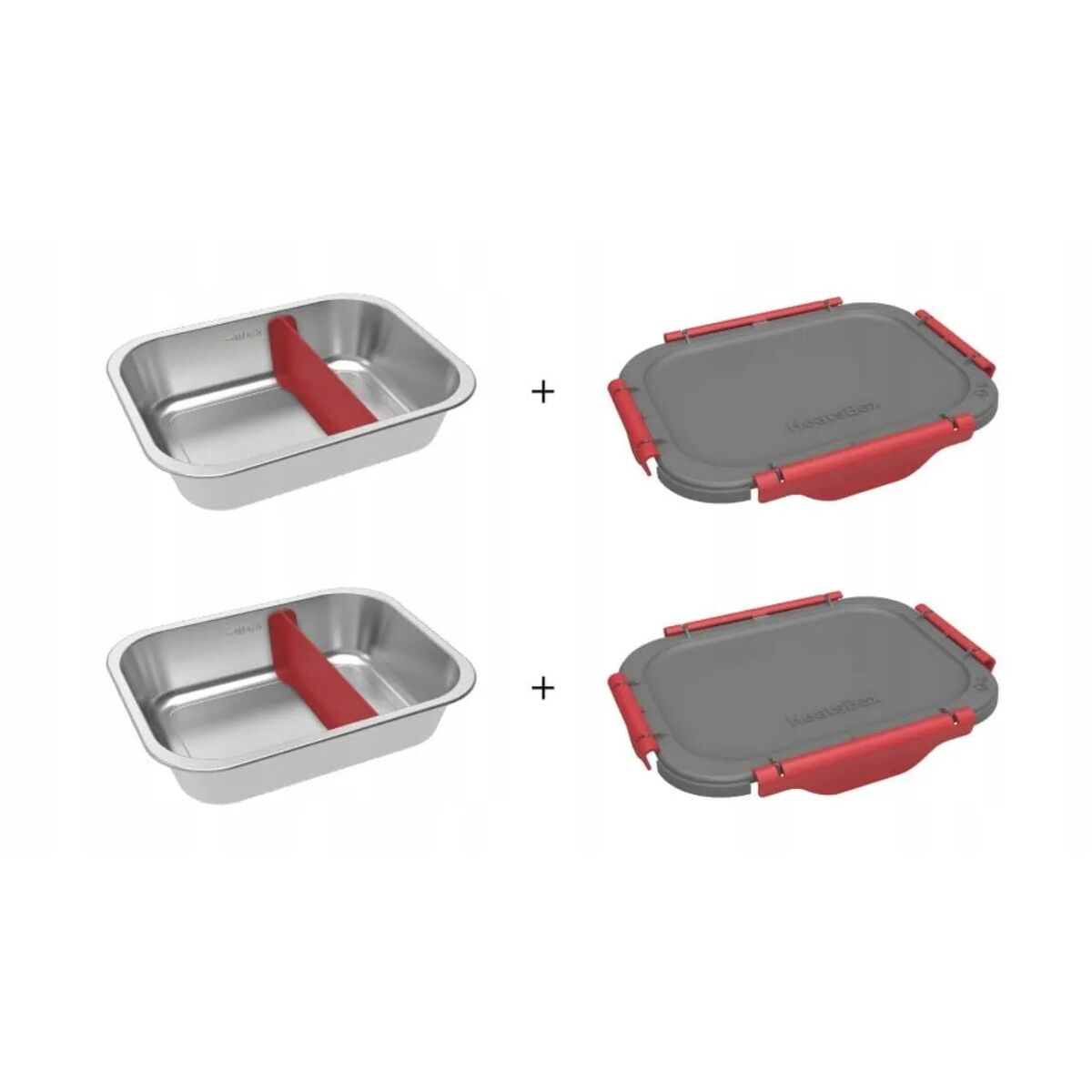 Behållare HeatsBox INNER DISH SET Röd Grafit Silvrig Rektangulär 0,925 l (2 antal) - 2