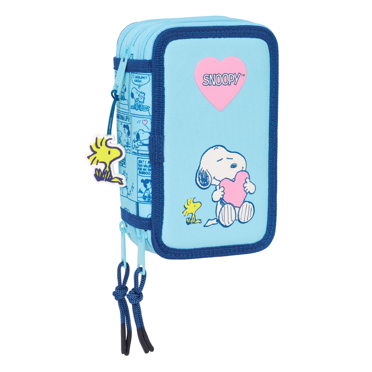 Pennfodral med tillbehör Snoopy Love Blå 12,5 x 19,5 x 5,5 cm 37 Delar