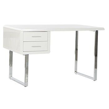 Skrivbord DKD Home Decor Vit Silvrig Metall Trä MDF 120 x 55 x 76 cm