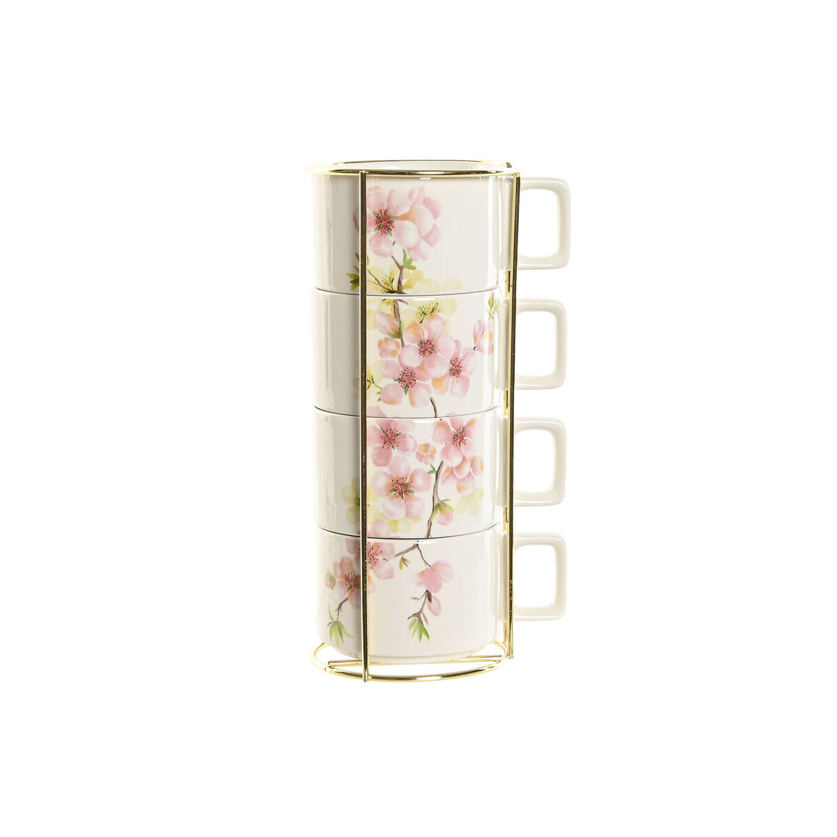 Set med kaffekoppar Home ESPRIT Vit Rosa Lila Metall Bambu Dolomite 260 ml - 2