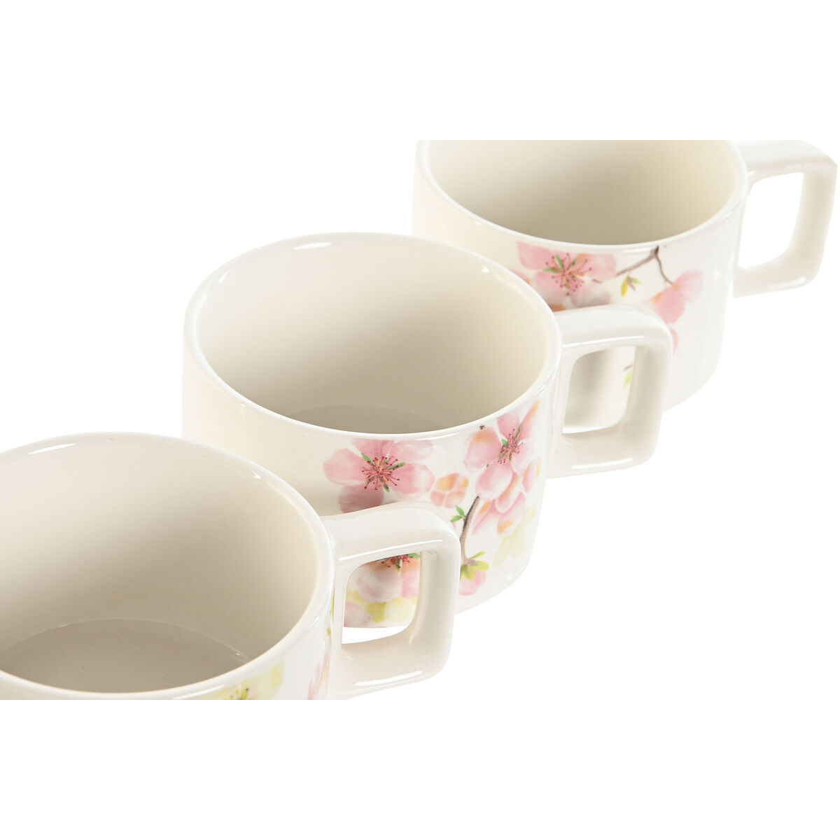 Set med kaffekoppar Home ESPRIT Vit Rosa Lila Metall Bambu Dolomite 260 ml - 3