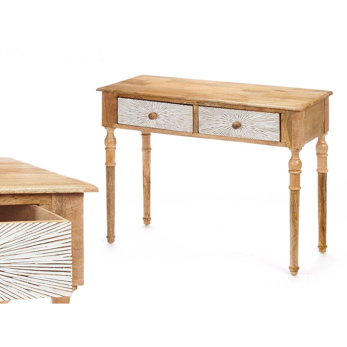 Hallmöbel med 2 lådor Gift Decor Vit Brun 98 x 77 x 42 cm Ränder - 2