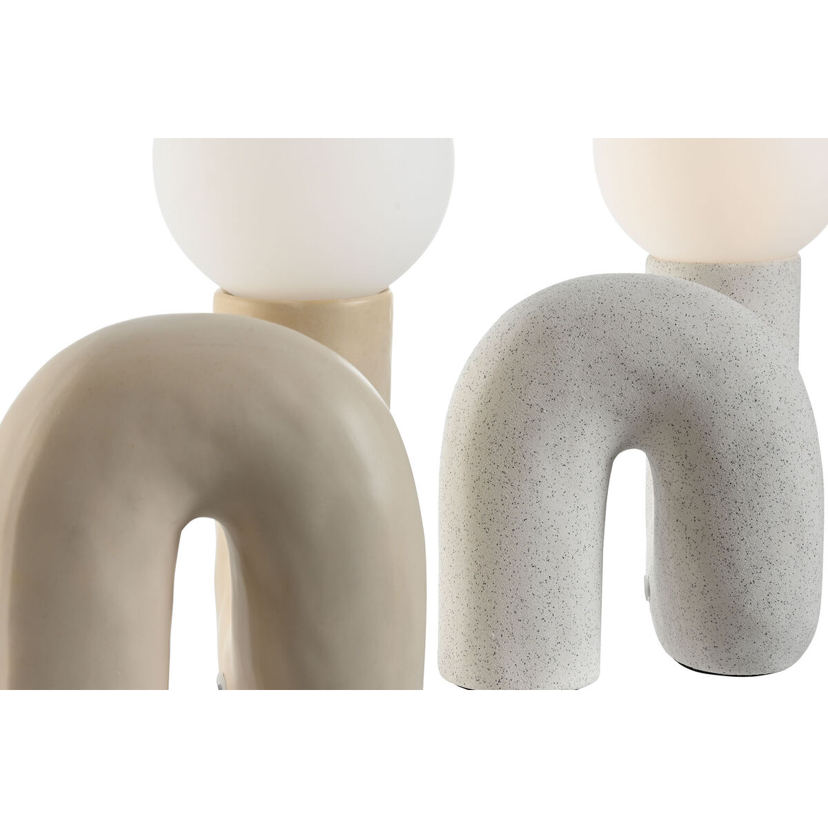 Bordslampa Home ESPRIT Vit Beige Keramik Glas 220 V 22 x 17 x 29 cm (2 antal) - 2