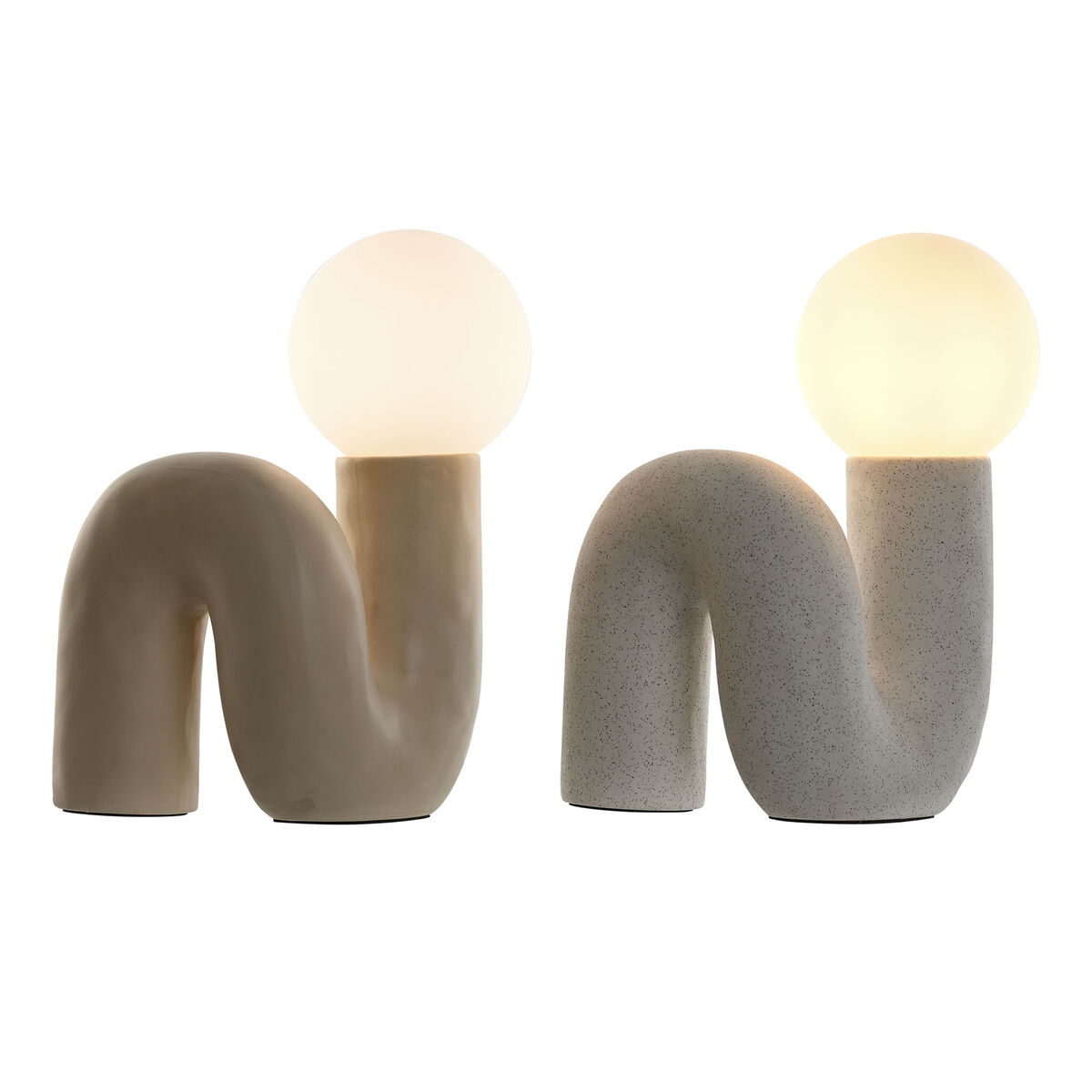 Bordslampa Home ESPRIT Vit Beige Keramik Glas 220 V 22 x 17 x 29 cm (2 antal) - 4