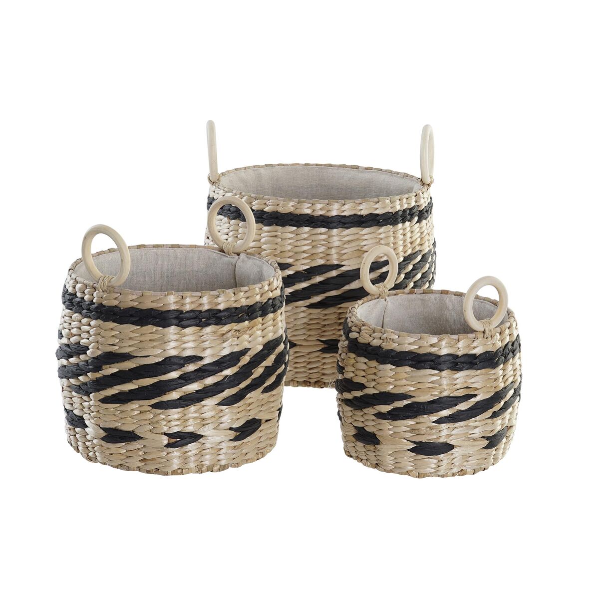 Korg - set DKD Home Decor Svart Naturell Naturliga fibrer Kolonial 30 x 30 x 25 cm (3 Delar) - 6