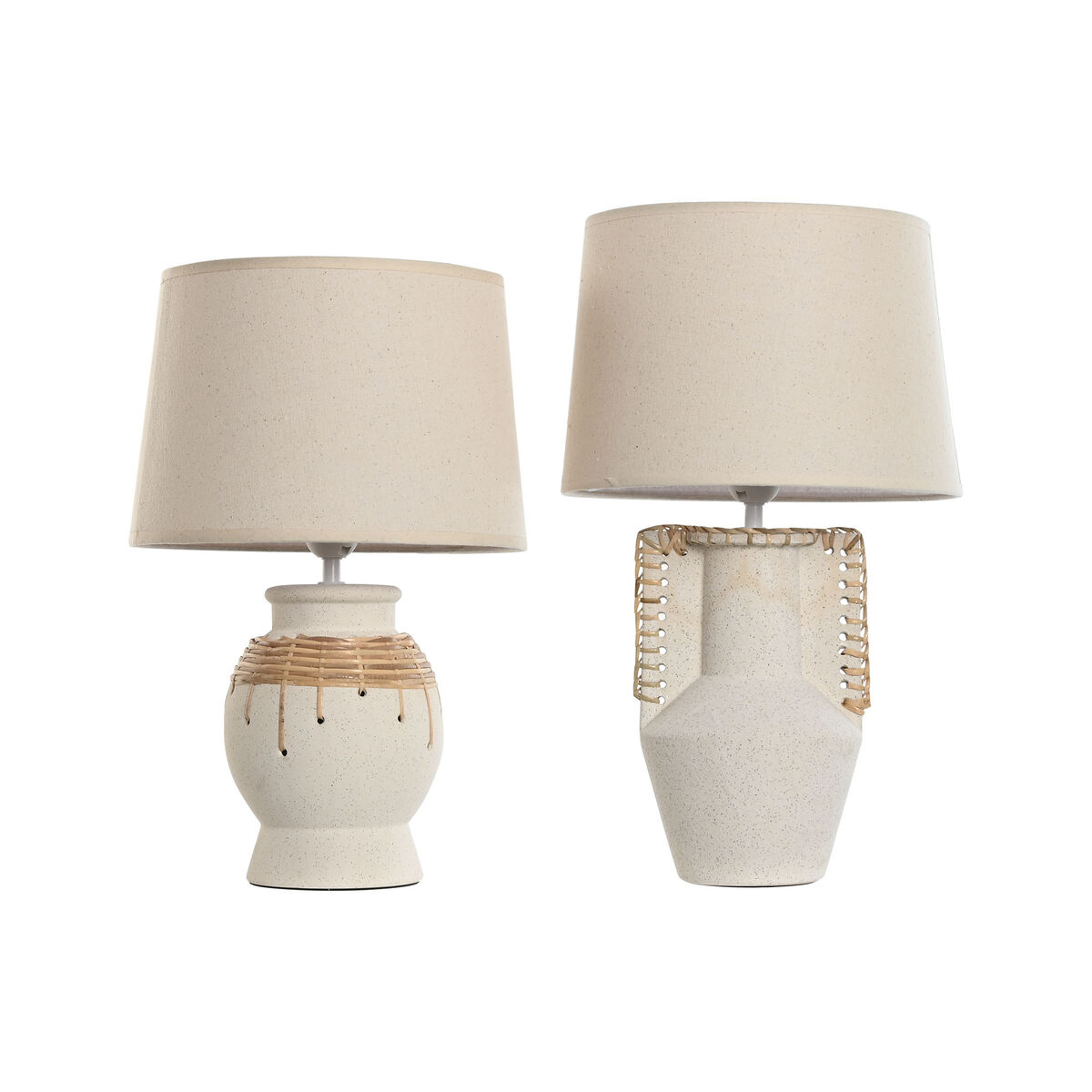 Bordslampa Home ESPRIT Beige Naturell Keramik 50 W 220 V 28 x 28 x 47 cm (2 antal)