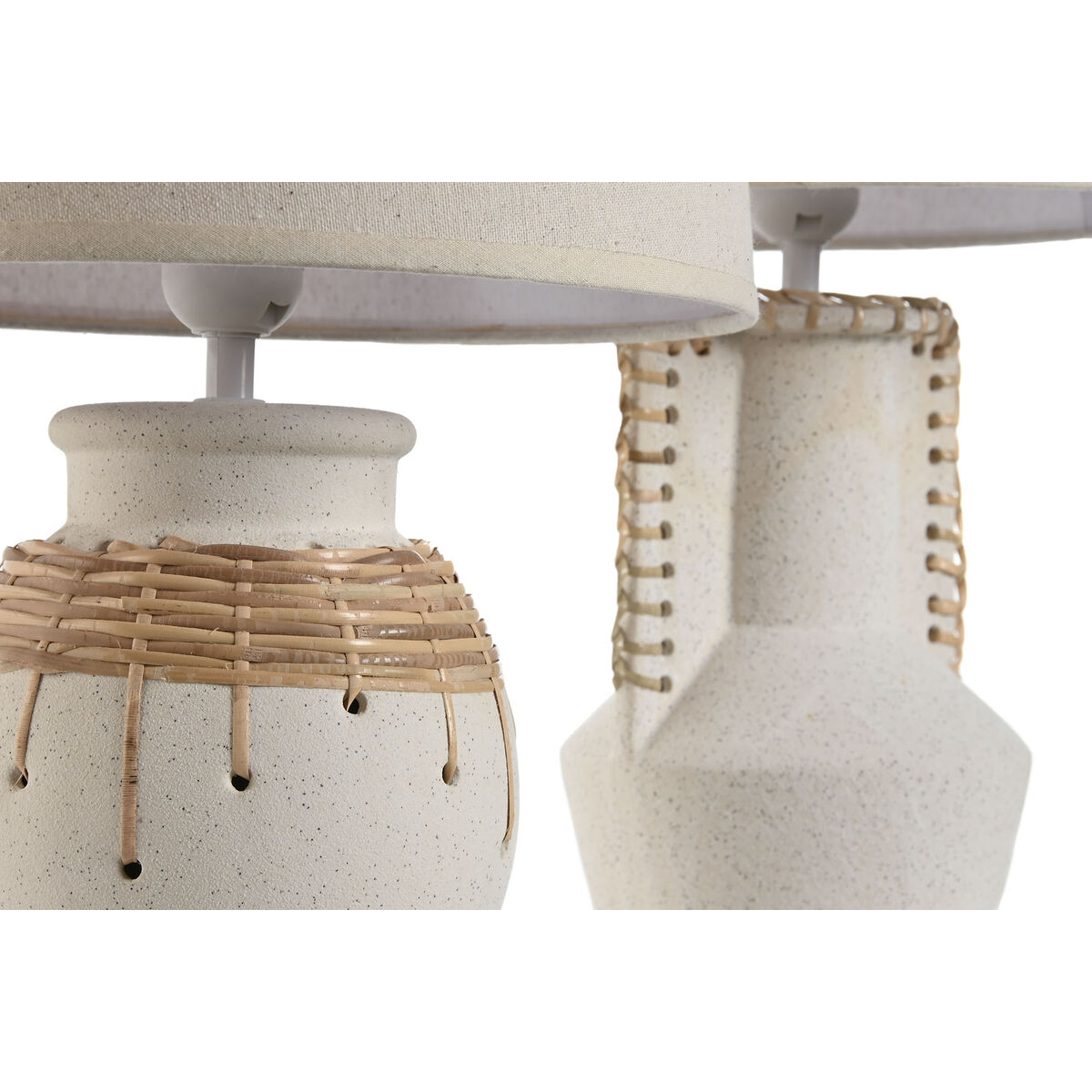 Bordslampa Home ESPRIT Beige Naturell Keramik 50 W 220 V 28 x 28 x 47 cm (2 antal) - 2