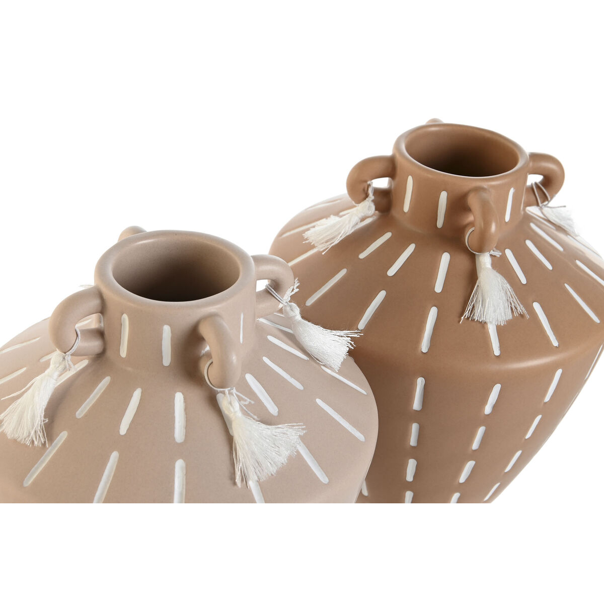 Vas Home ESPRIT Brun Ljusbrun Keramik Kolonial Frans 15,5 x 15,5 x 17,1 cm (2 antal) - 3