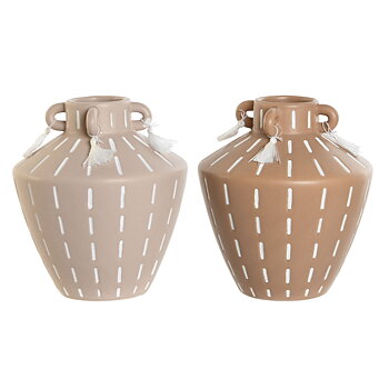 Vas Home ESPRIT Brun Ljusbrun Keramik Kolonial Frans 15,5 x 15,5 x 17,1 cm (2 antal)